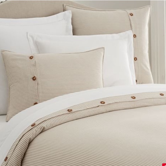 Pottery Barn Bedding New Pottery Barn Wheaton Stripe Duvet Cover Flax Poshmark